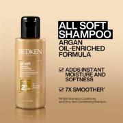 Redken All Soft Shampoo 75ml, Conditioner 30ml and Leave-in Treatment 150ml Bundle for Dry and Brittle Hair
