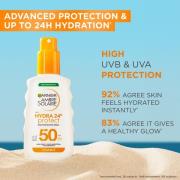 Garnier Ambre Solaire SPF 50 Hydra 24 Hour Protect High Protection UVB & UVA Hydrating Sun Cream Spray 150ml