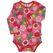 Småfolk Mønstret Babybody Med Blomster Og Jordbær Lyserød | Lyserød | 56 cm