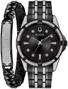 Bulova Herreur 98K109 Crystal Sort/Stål Ø42 mm