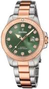 Festina Dameur F20505-4 Boyfriend Grøn/Rosaguldtonet stål Ø34 mm