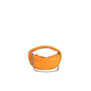 Livlig Orange Rund Læder Håndtaske