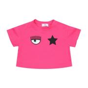 Fuchsia Børne Crop Top med Eye Star Logo