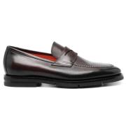 Burgundy Almond-Toe Læder Penny Loafers