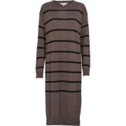 Basic Apparel - Vera Long Dress Stripe - Brown Melange / Black