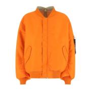 Orange nylon vendbar foret oversized jakke med quiltet vendbar oversized jakke