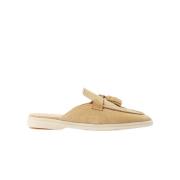 Beige Ruskind Tassel Mules