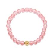 Women`s Wristband with Cherry Quartz and Gold