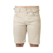 Beige Bermuda Shorts i Bomuldskanvas