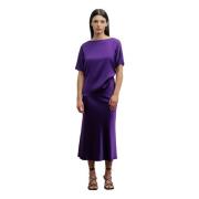 Satin Bias-Cut Violet Nederdel