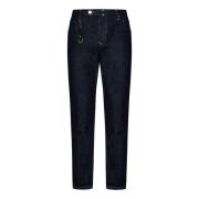 Mørkeblå Slim Fit Jeans med Metal Detaljer