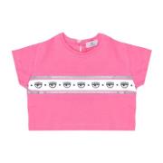 Pink Crewneck T-shirt med Print