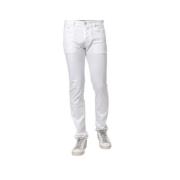 Hvid Bomuldslærred Slim-Fit Jeans