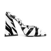 Zebra Print Hælede Mules