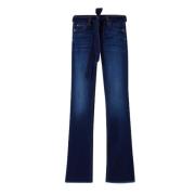 Flare Cut Raw Denim Jeans med Frynset Kant