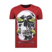 Skull Snake Rhinestones - Herre T-shirt - 6326B