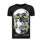 Skull Snake Rhinestones - Herre T-shirt - 6326Z