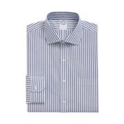 Marineblå Slim Fit Non-Iron Stretch Supima Bomuldsskjorte med engelsk spredt krave