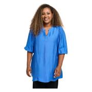 Elegant Sapphire Blue V-Hals Bluse