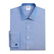 Blå Slim Fit Non-Iron Stretch Supima Cotton Pinpoint Oxford-Cloth Skjorte med Ainsley Krave
