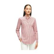 Pink Classic Fit Non-Iron Stretch Supima Cotton Skjorte med Button-Down Krave