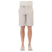 Beige Cotton-Linen Bermuda Shorts