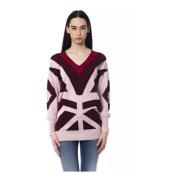 Burgundy Oversized V-neck Sweater