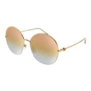 Elegante Guldtonede Runde Solbriller