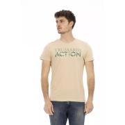 Beige Bomuld T-shirt med Frontprint