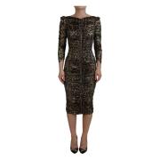 Multifarvet Leopard Bodycon Sheath Midi Kjole