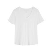 Hvid V-Hals Silkeblød T-Shirt
