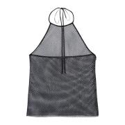 Sort Net Neckholder Top med Krystalpynt