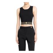 Sort Greca Border Crop Top