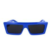 Glamourøse firkantede solbriller i blåt acetat med grå organiske linser