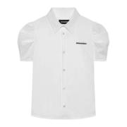 Hvid Skjorte med Klassisk Krave og Logo Print