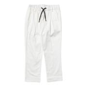 Hvide afslappede bukser med elastisk talje og logo patch