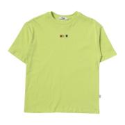 Grøn børne T-shirt med multicolor logo broderi