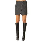 Graphite Melange Mini Nederdel med Asymmetrisk Skæring