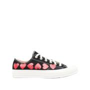 Sort Canvas Hjerte Print Sneakers