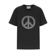 Sort bomuldst-shirt med Peace-logo