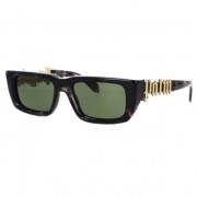Rektangulære solbriller med grønne linser