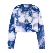 Tie-Dye Bomuldssweatshirt med Krystalapplikation