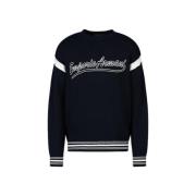 Marineblå Ribstrikket Pullover Sweater