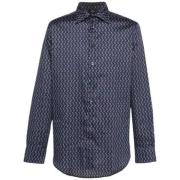 Blå og Multifarvet Cashmere Print Skjorte
