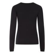 Sort Cashmere Silke Sweater med V-Hals