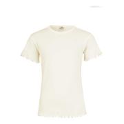Cremehvid T-shirt med Fine Detaljer