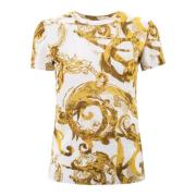 Guld-tone Couture Print T-shirt med rund hals