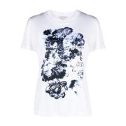Hvid T-shirt med Blomsterprint
