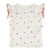 Hvid Børne T-shirt med Multifarvet Hjerteprint
