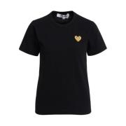 Sort T-shirt med Gyldent Hjerte Patch